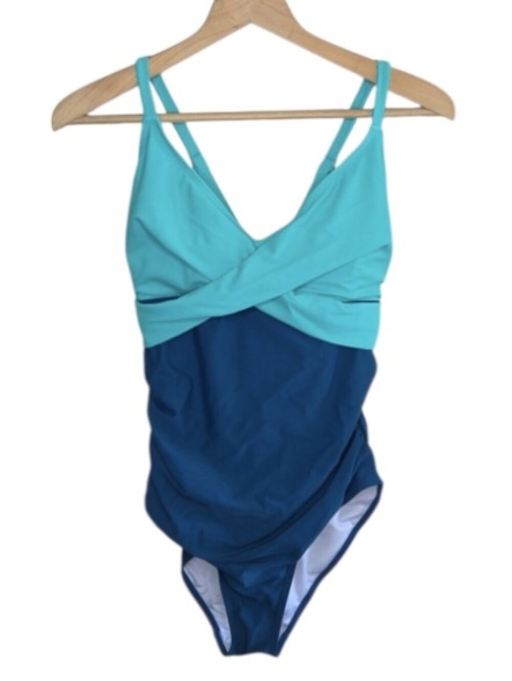 B2Prity Turquoise Navy Colorblock One Piece Swimsuit Size Large